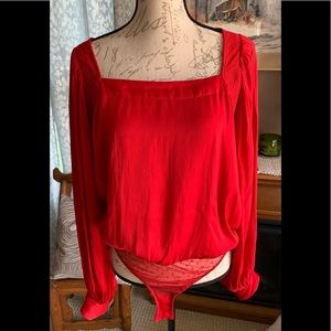 FREE PEOPLE INTIMATELY FREE RED BLOUSE BODYSUIT S